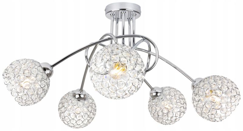Lampa sufitowa żyrandol Light Home LH Crystal 5x E27 60W srebrny 1szt.