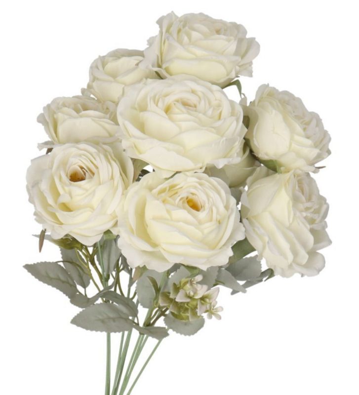 Bukiet róż Deko Pannelier sztuczne kwiaty gęsty XXL 50cm białe 1szt