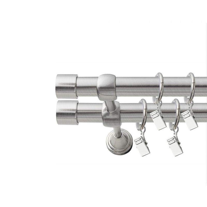 Karnisz podwójny metalowy stal Naokienko 170 cm fi 19 zaślepka premium 1 szt.