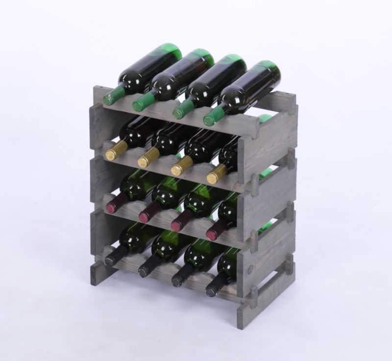 Stojak na wino MODO24 regał modułowy na butelki 4 leżnie x 4 butelki montaż bez narzędzi impregnacja szara 1 szt.