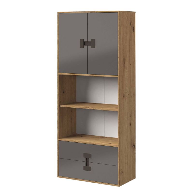 Regał MIRJAN 24 Index 05 dąb + szary połysk/czarny 1 szt.