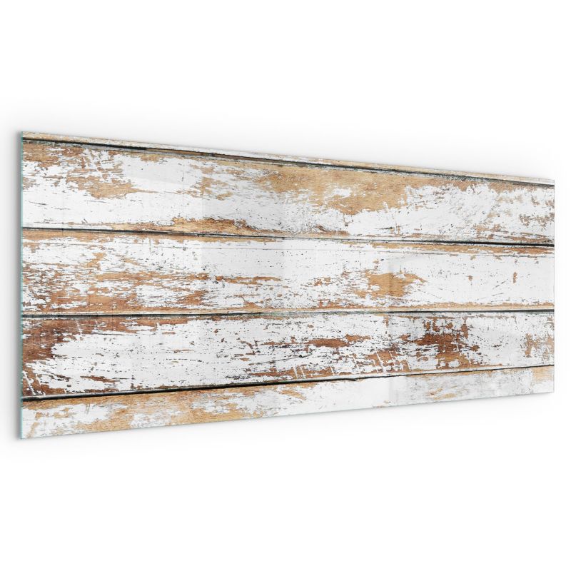 Szyba Ochronna Hartowana Wallfluent 125x50 cm Podkład Szklany pod Kominek Zniszczona drewniana deska 1 szt.