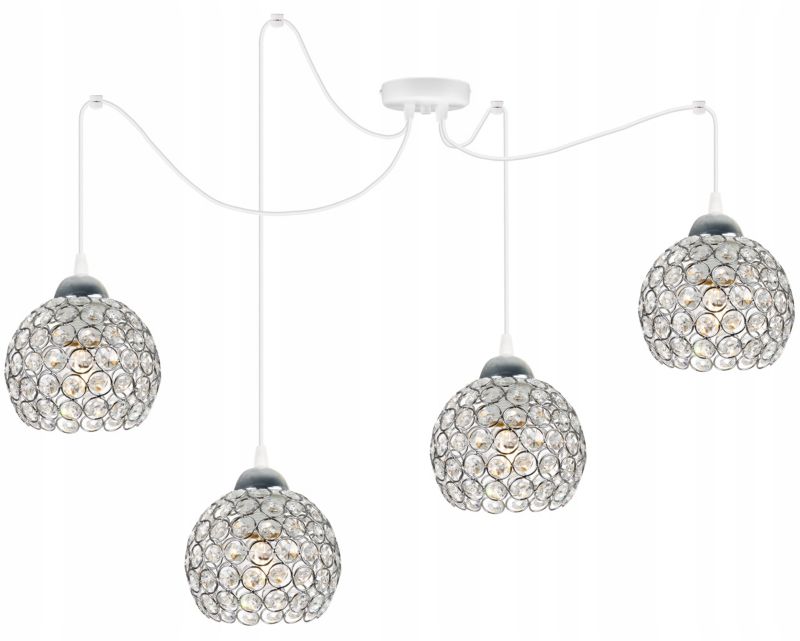 Lampa sufitowa wisząca Light Home LH Crystal Spider 4x E27 60W kryształki biały 1szt.