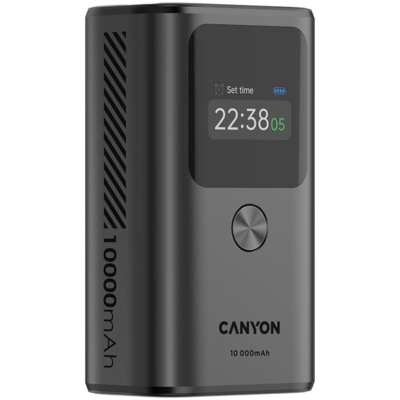 Powerbank Canyon OnPower 130 10000 mAh PD 30W TFT przenośny grafitowy, 1 szt.