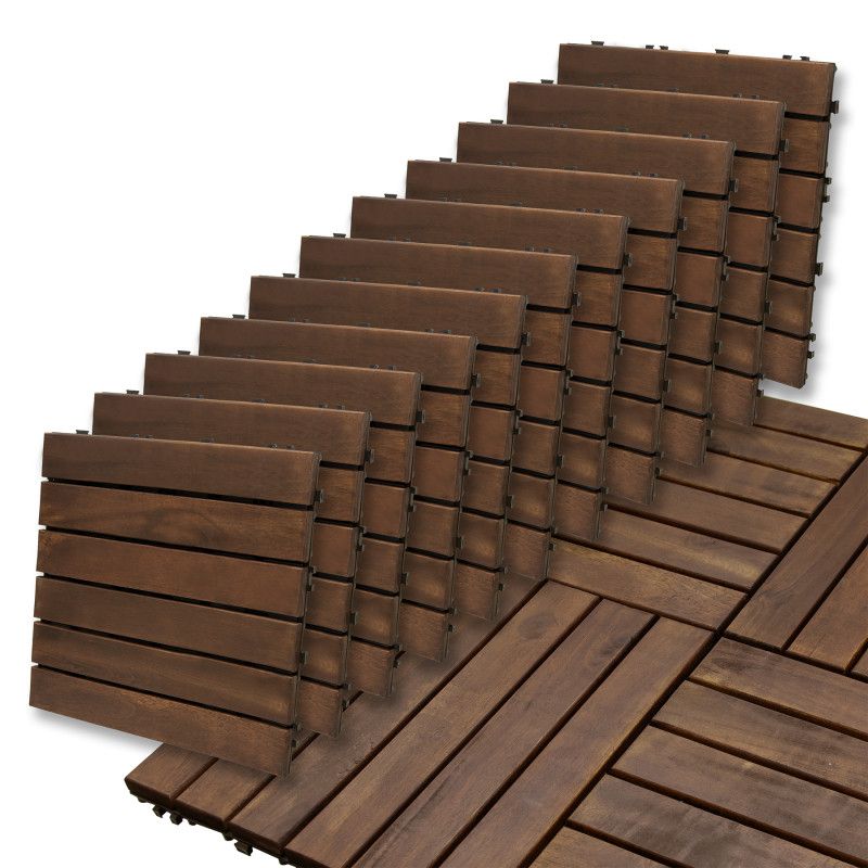 Podest Tarasowy Akacjowy 4iQ Group 30x30cm płytki 6 paneli Ciemny Brąz 0,99mkw 11szt.