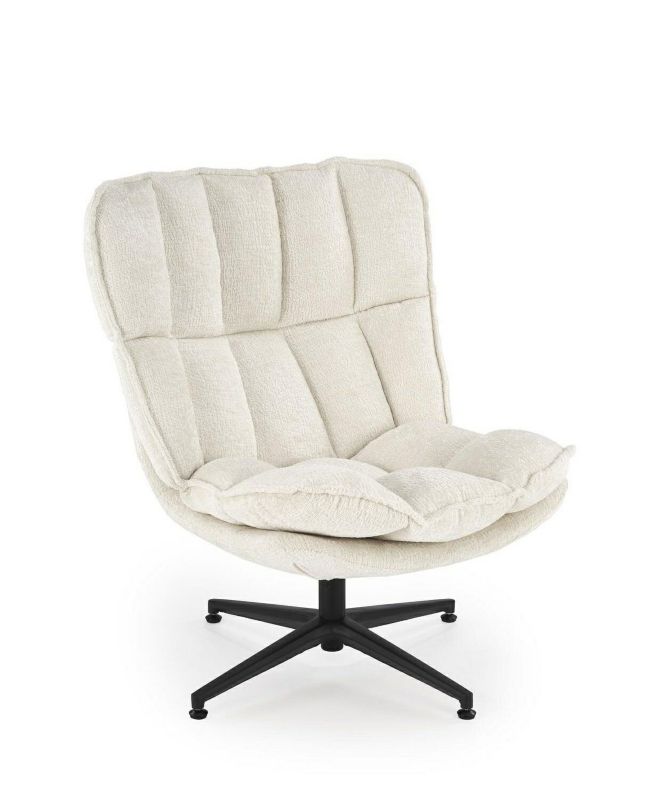 Fotel Florens INTESI fotel wypoczynkowy kremowy obrotowy nowoczesny tkanina do salonu 1 szt.