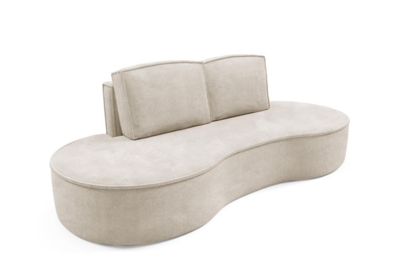 Sofa Bettso Flow zaokrąglone boki z poduszkami w tkaninie curio jasnobeżowy 1szt.