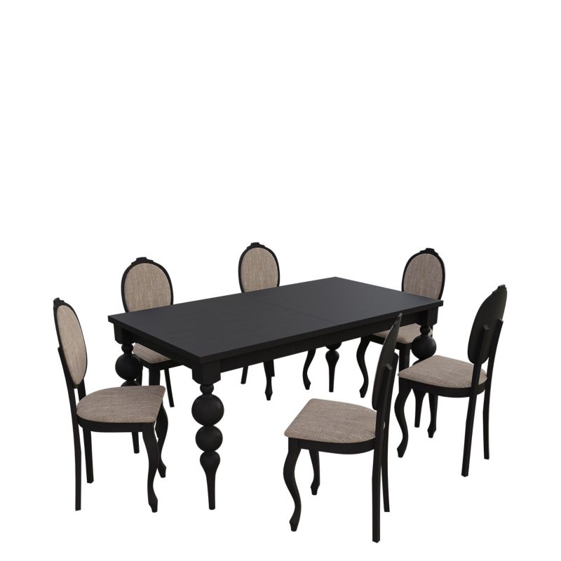 Zestaw RO40 MIRJAN 24 Stół rozkładany S38 90x160/215 + 6 krzeseł K76 wenge + jasny brąz 1 kpl.