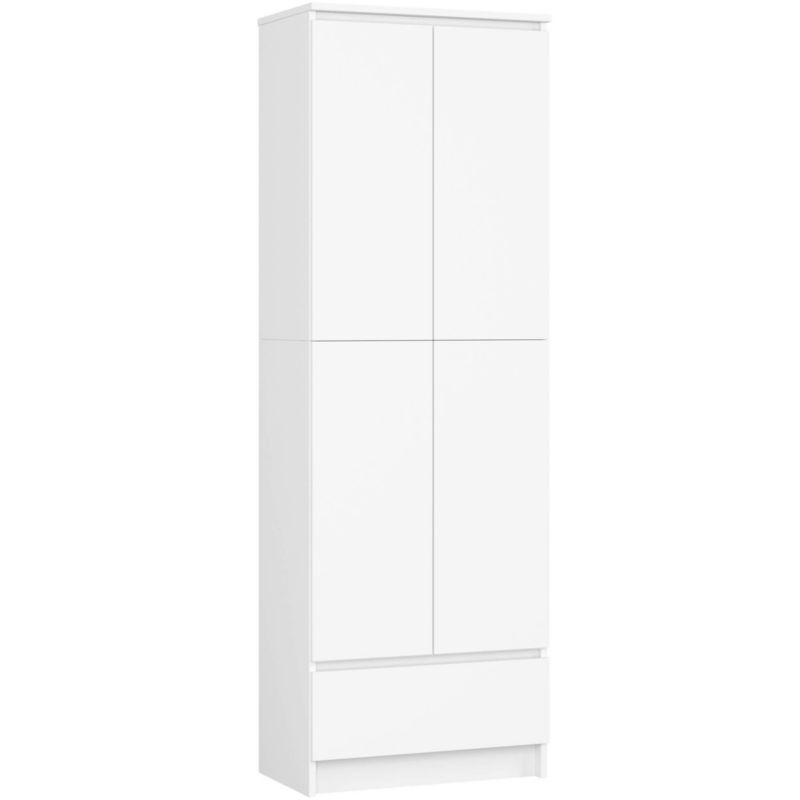 Regał Akord R60 Biały 60 cm 2 drzwi 1 szuflada kolor Biały mat 4 półki 60x35x180 cm 1 szt.