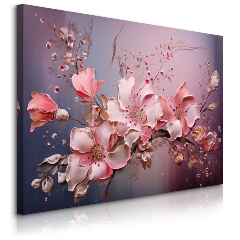 Obraz Muralo Ścienny Do Salonu Różowe Kwiaty Abstrakcja Natura Abstrakcja 120x80 cm 1 szt.
