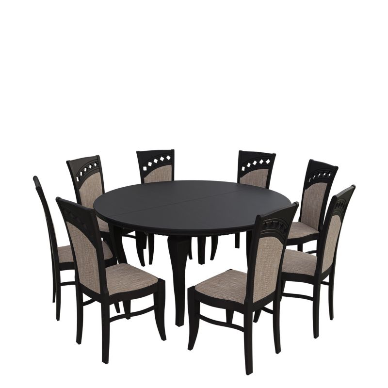 Zestaw RO31 MIRJAN 24 Stół rozkładany S27 150x150/200 + 8 krzeseł K49 wenge + jasny brąz 1 kpl.