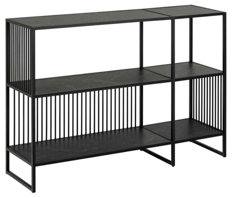 Regał na książki niski Strington do salonu Actona czarny metalowy styl loftowy 120 cm 1 szt.