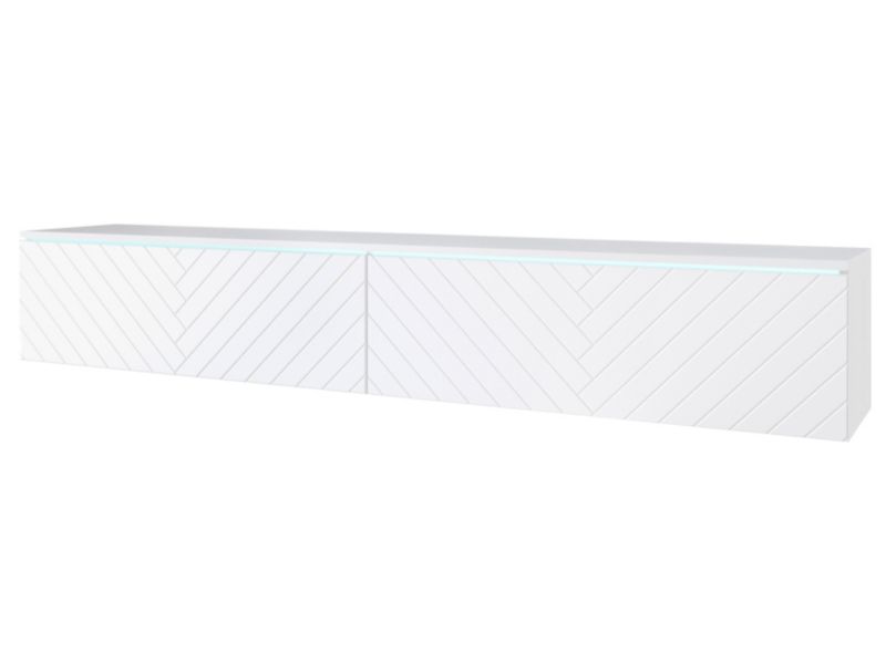 Szafka RTV MINIO go for it DONNA MDF 180 cm biały/biały z wzorem jodełki M3 z oświetleniem LED,1 szt.