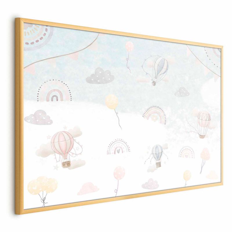 Plakat Artgeist Przygoda pośród chmur 90x60 cm z ramą złotą 1 szt