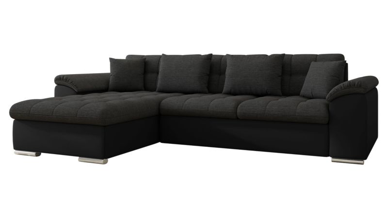 Narożnik z funkcją spania MIRJAN 24 Diana lewy czarna ekoskóra/grafitowy 1 szt.