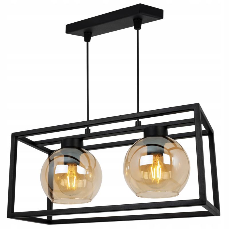 Lampa sufitowa wisząca Light Home LH Haga Cage 2x E27 60W szkło miodowy 1szt.