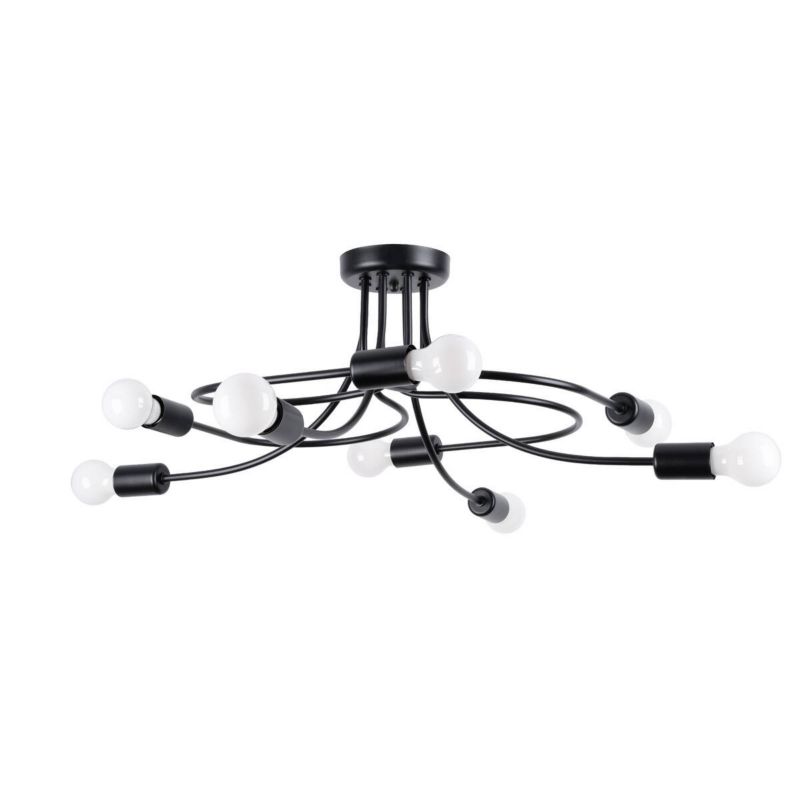 Lampa sufitowa wisząca Sollux Lighting Levar 6876 czarna industrialna 8xE27 x 1 szt.