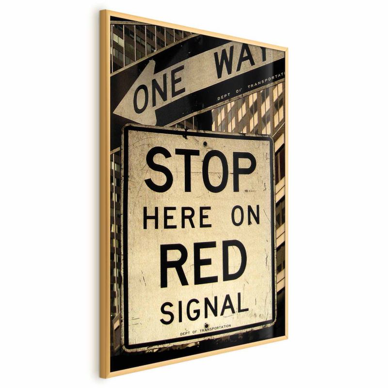 Plakat Artgeist Znaki drogowe 60x90 cm z ramą złotą bez marginesu 1 szt