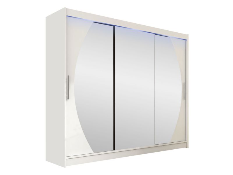 Szafa MIRJAN 24 z drzwiami przesuwnymi Aston V z oświetleniem RGB biały/lustro 1 szt.