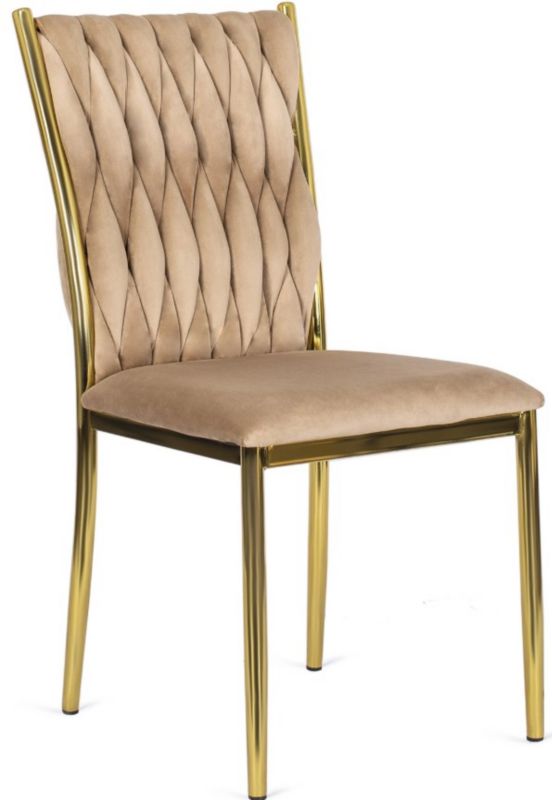 Krzesło Mebel Elite DAN Tapicerowane Plecione Glamour Beżowe Do Jadalni Salonu Toaletki 1 szt