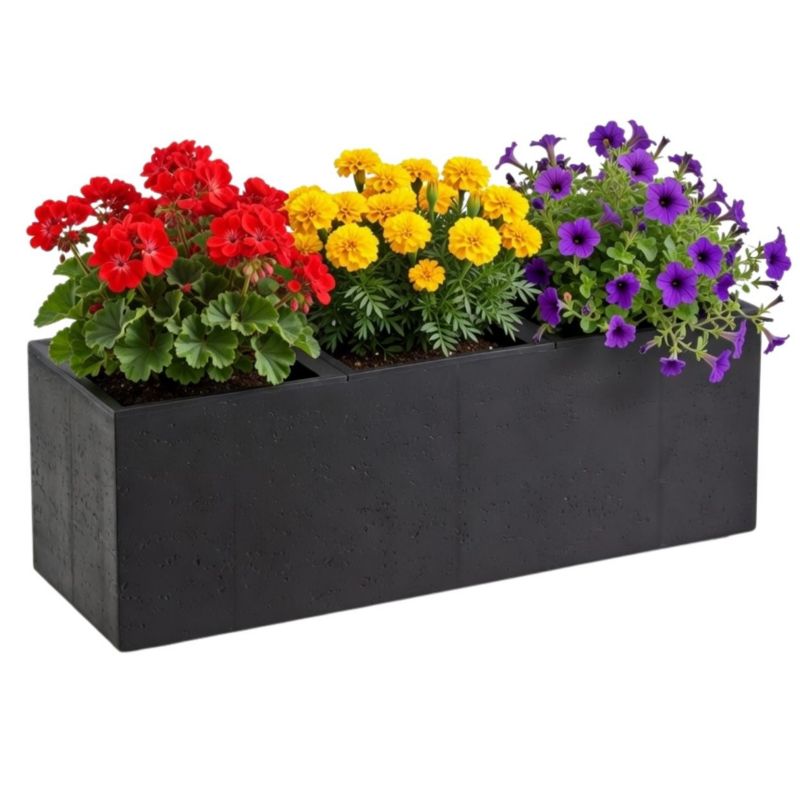 Donica na kółkach Betonique HowHomely czarny tworzywo sztuczne 90x30x30 cm 1 szt.