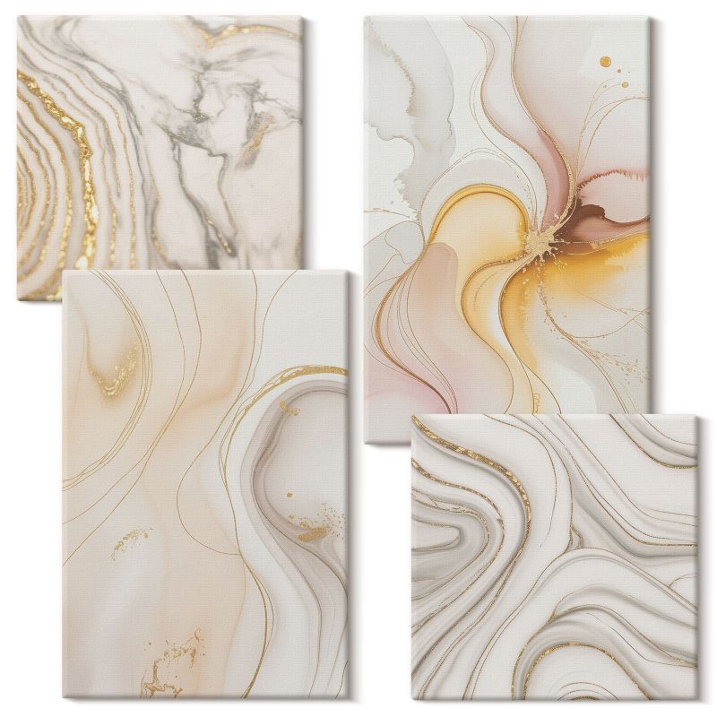 Set Obrazów na Płótnie Wallfluent Abstrakcyjne ciepłe wzory 4 szt.