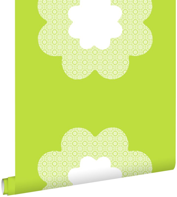 Tapeta ESTAhome koronkowe kwiaty limonkowej zieleni 53 cm x 10.05 m - 1 rol.