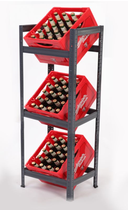 Regał metalowy na skrzynki MODO24 107 x 50 x 30 cm grafitowy 1 szt.