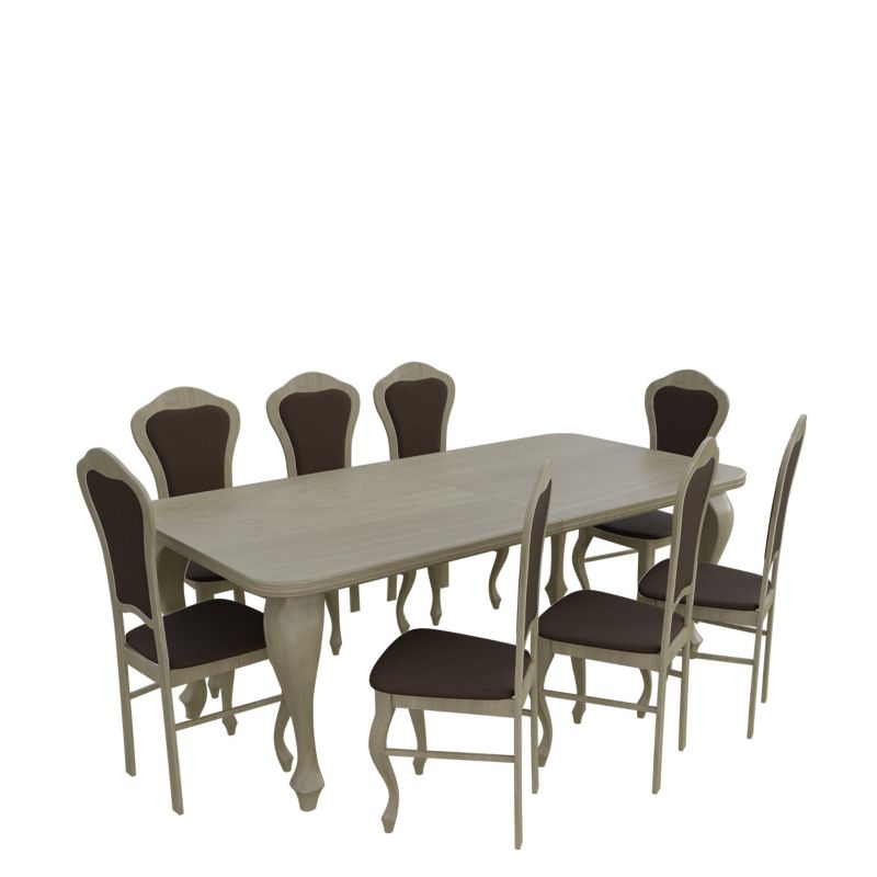 Zestaw RO09 MIRJAN 24 Stół rozkładany S13 100x200/300 + 8 krzeseł K30 dąb sonoma + gorzka czekolada 1 kpl.