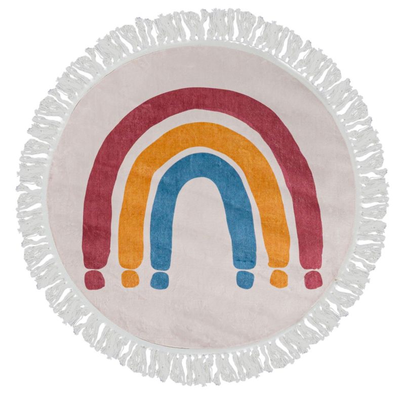 Dywan Wewnętrzny BELLO CARINO BLU Okrągły Mazovia 120 x 120 cm Beżowy Motyw Tecza 1 szt.