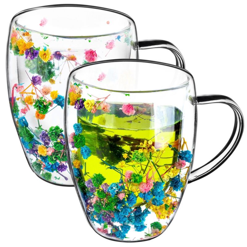 Kubek termiczny KADAX z kwiatowym motywem 350ml wielokolorowy 2 szt.