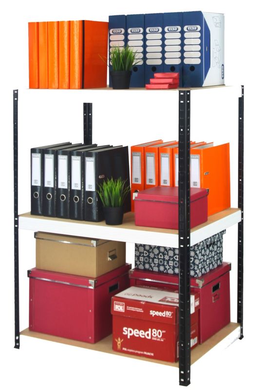 Regał magazynowy garażowy metalowy MODO24 czarno-biały helios 106x75x60cm 3 półki po 350 kg 1 szt.