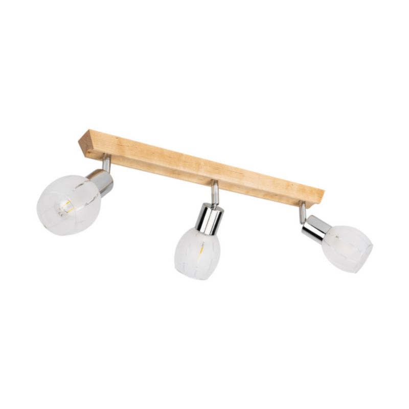 Drewniana Lampa Sufitowa SPOT Light 3xE14 Max.40W Naturalna Brzoza FSC z Biało Transparentnym Kloszem, 1 szt.