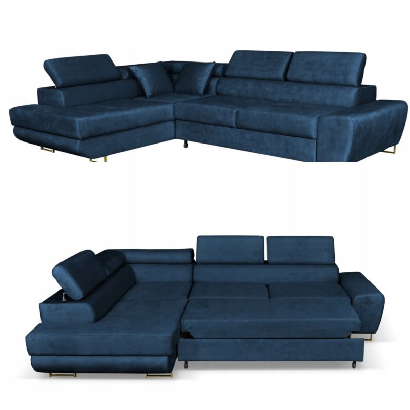 Sofa kanapa do salonu rozkładany lewy Family Meble Bosso granat 1szt