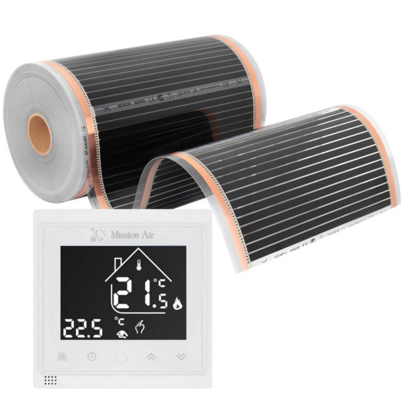 Zestaw folii grzewczych na podczerwień Mission Air Silver 160W 4m²,szer.50cm +Libra Biały 1szt