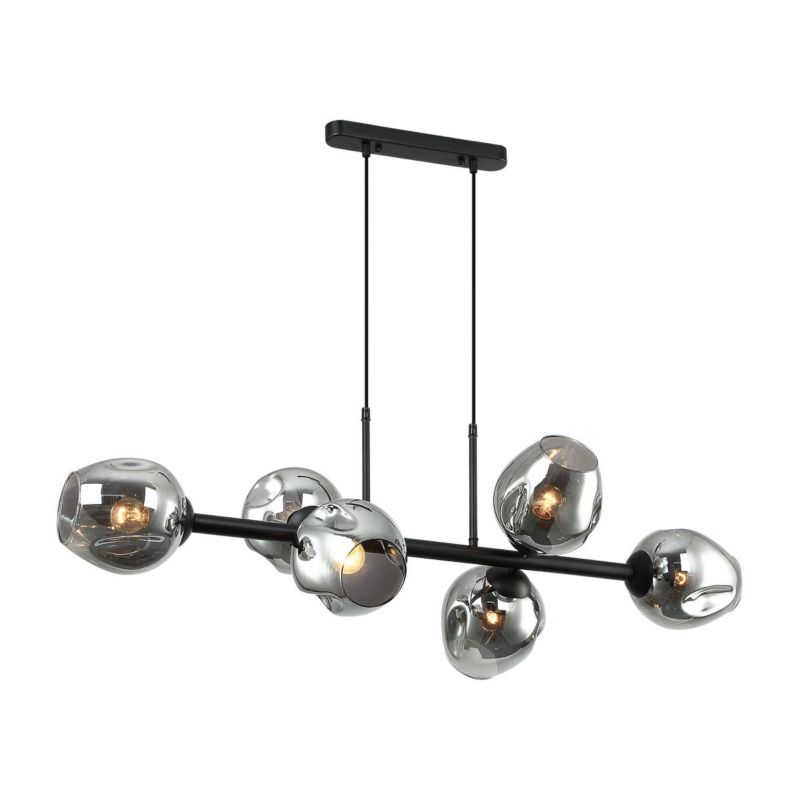 Lampa sufitowa wisząca Italux Borgo 4462 czarna-dymiona 100 cm szerokości 6xE27 x 40W 1 szt.