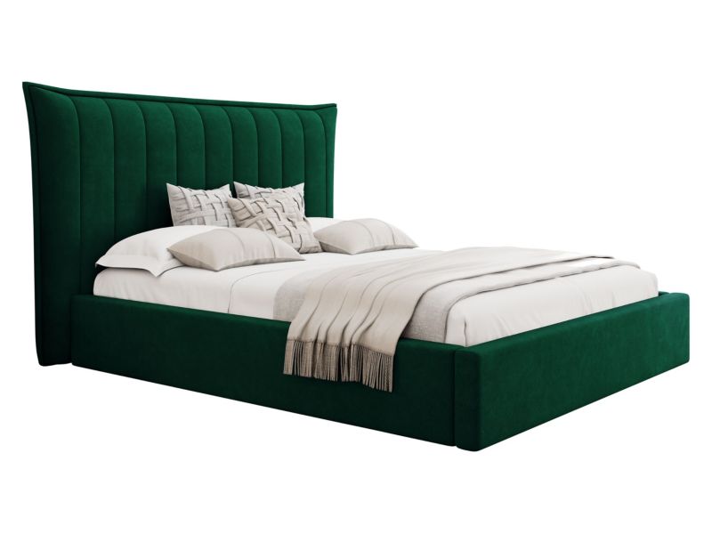 Łóżko tapicerowane MIRJAN 24 z pojemnikiem na pościel Lilkus 160x200 butelkowa zieleń 1 szt.