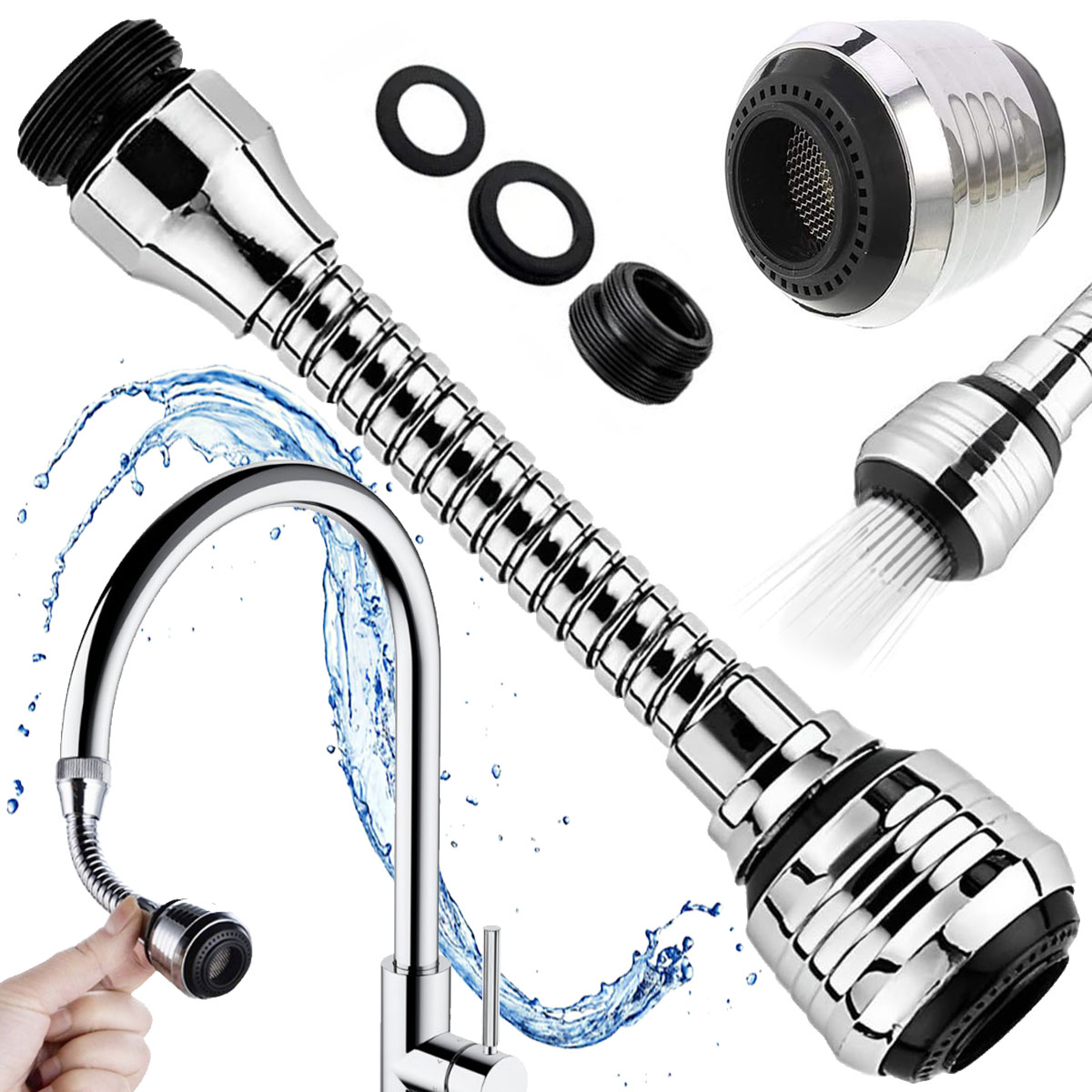 Perlator Przedłużka do Kranu MAT-T-275 Elastyczna Wylewka Chrom - Henryx24