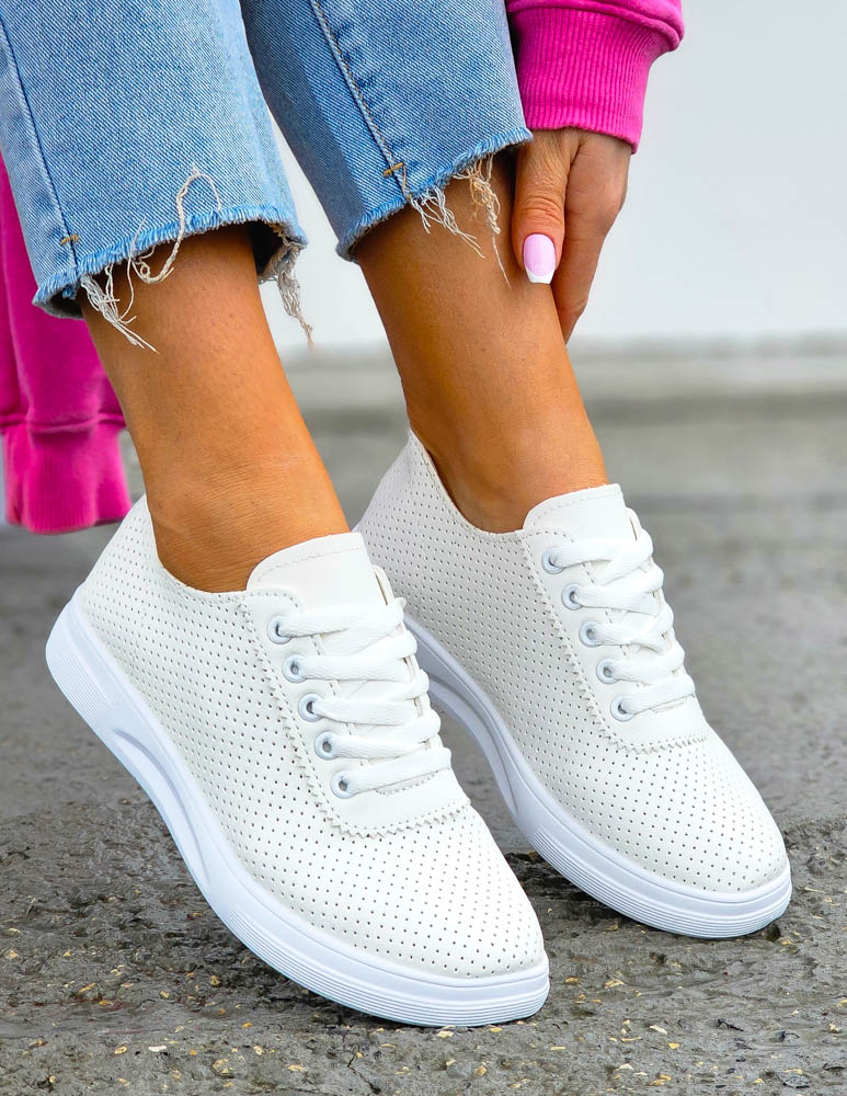 Białe Buty Sportowe Trampki Tenisówki Ze Skóry MyFit