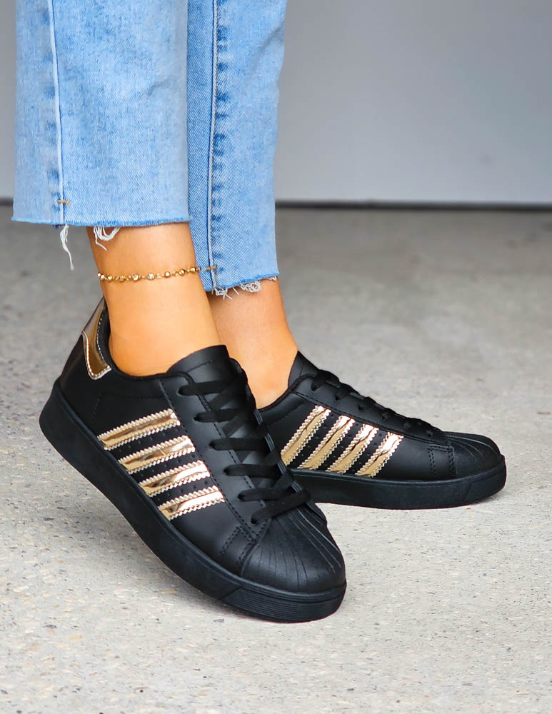 Czarne Buty Sportowe Ze Skóry Adies Gold