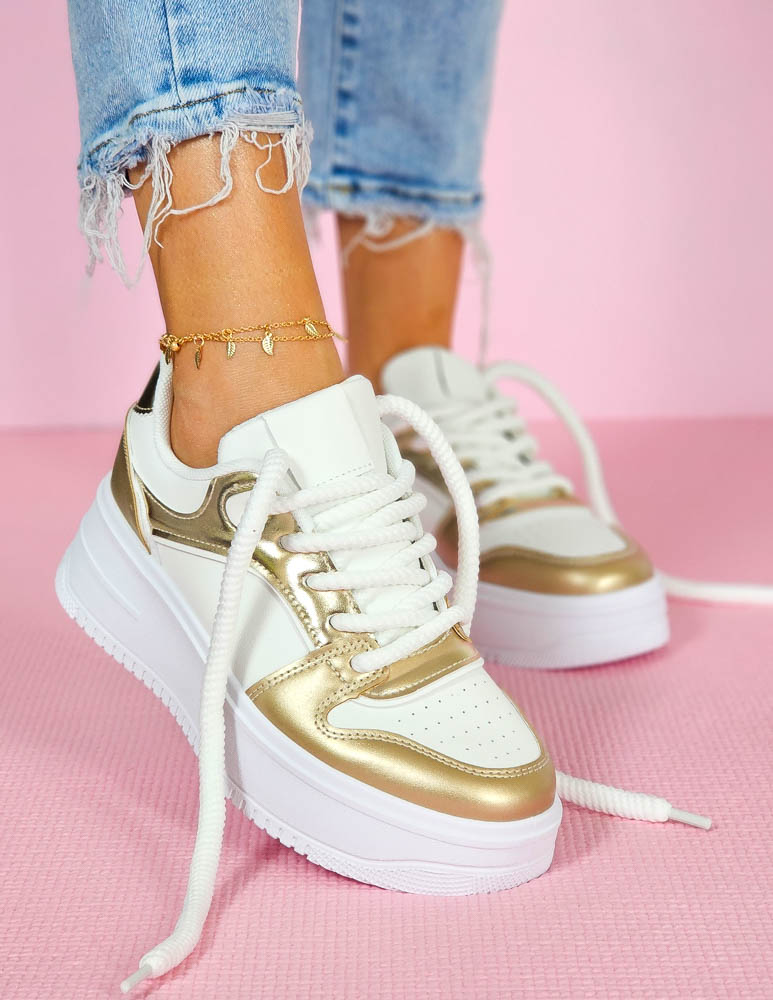 Białe Buty Sportowe Sneakersy Venez Gold