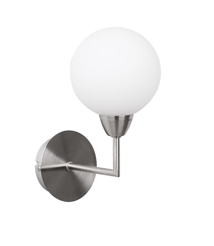 Srebrny kinkiet ścienny LED zintegrowany do salonu LOGOS metal szkło