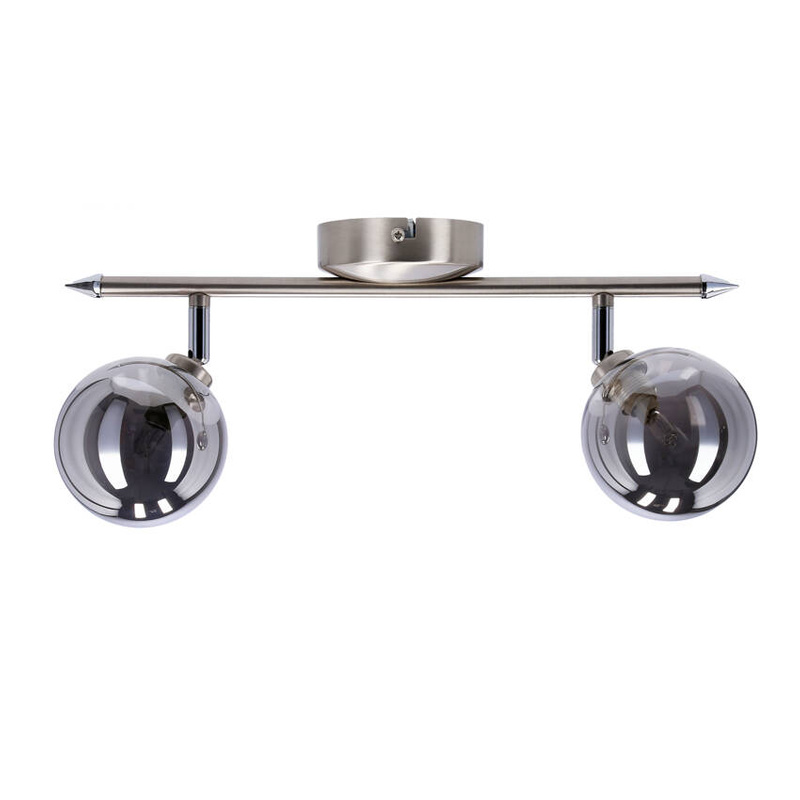 Grafitowa lampa sufitowa na listwie do salonu RODIA 2-punktowa