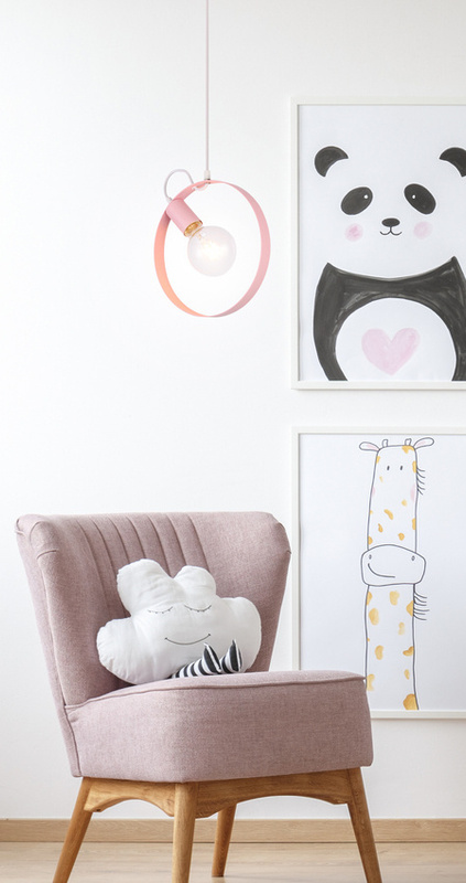 Różowa lampa wisząca metalowa do salonu NEXO regulowana E27