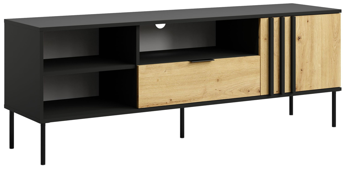 Czarna szafka RTV 160 cm do salonu nowoczesna RUSTICA