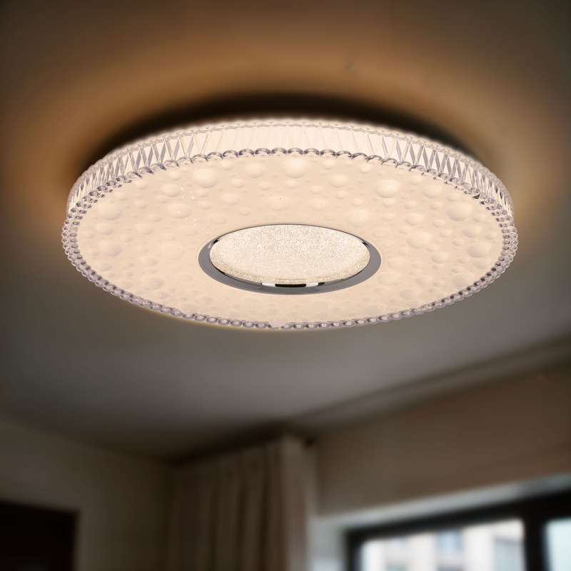 Biała lampa sufitowa plafon LED 40 cm do salonu BUBBLES chromowa