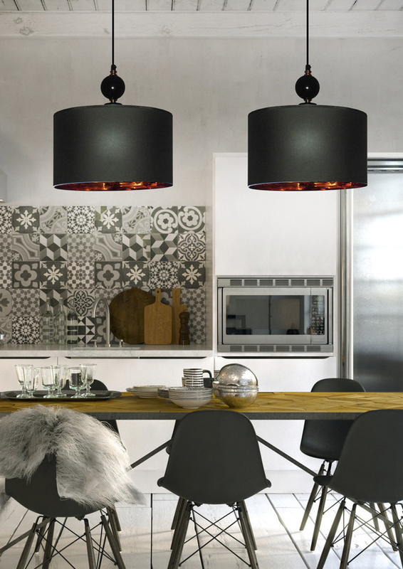 Czarna miedziana lampa wisząca regulowana do salonu MELBA 1-płomienna