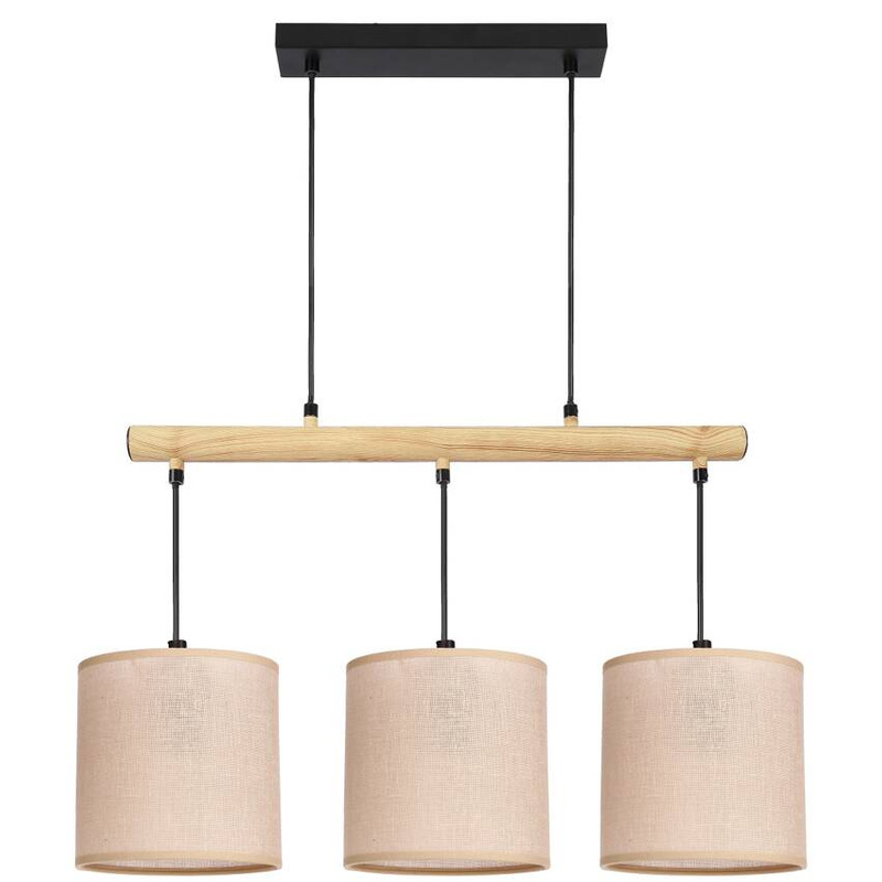 Beżowa lampa wisząca potrójna do salonu COMBI czarny stelaż