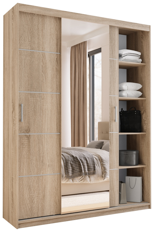 Nowoczesna pojemna szafa przesuwna z lustrem 150 cm HOT