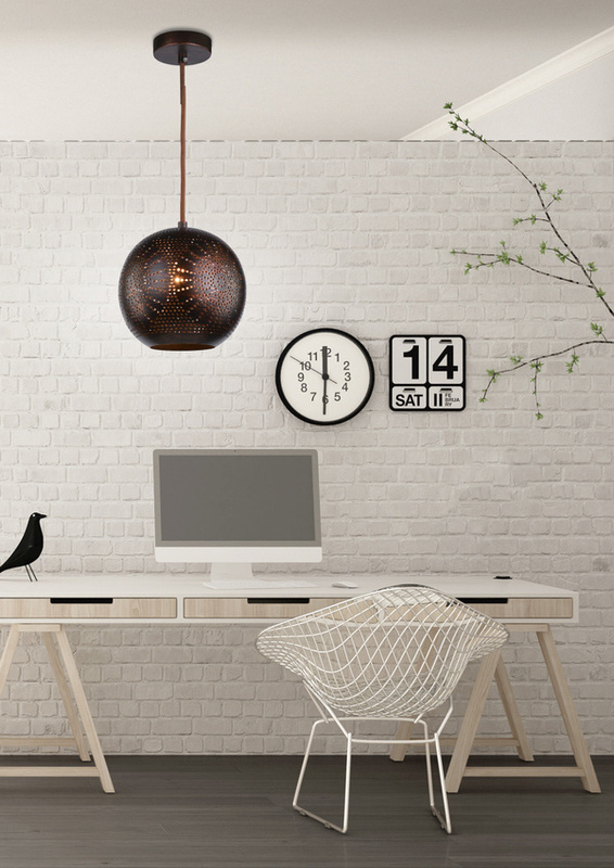 Brązowa lampa sufitowa wisząca do salonu SFINKS metal